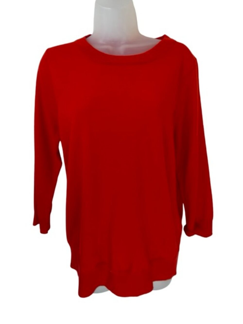 J.Crew Vibrant Orange Merino Wool Crew Neck 3/4 Sleeve Size Large
